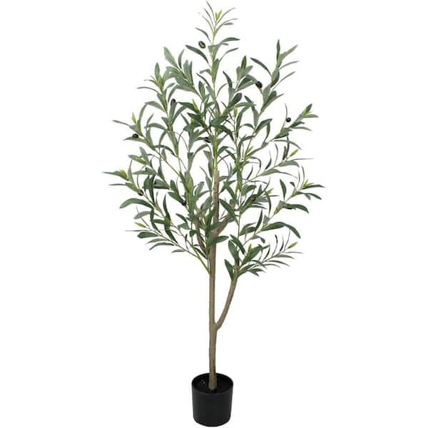 Floworld 4 ft. Artificial Olive Tree in Pot, for IndoorandOutdoor Home Decor-Living Room, Office