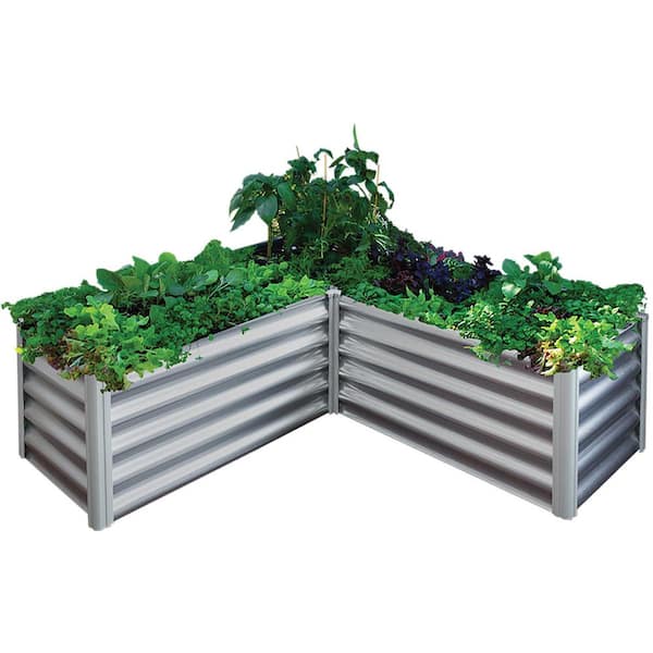 The Organic Garden Co 60 In L X 21 6 W 16 H Woodland Gray Galvanized Metal Raised Bed Ab1303 Home Depot The Organic Garden Co 60 In L X 21 6, Corrugated Iron Garden Beds Bunnings