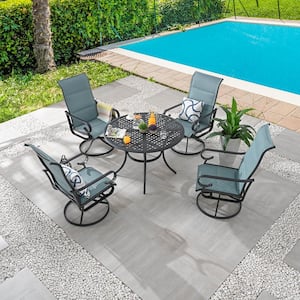 Green 5-Piece Metal Sling Outdoor Dining Set