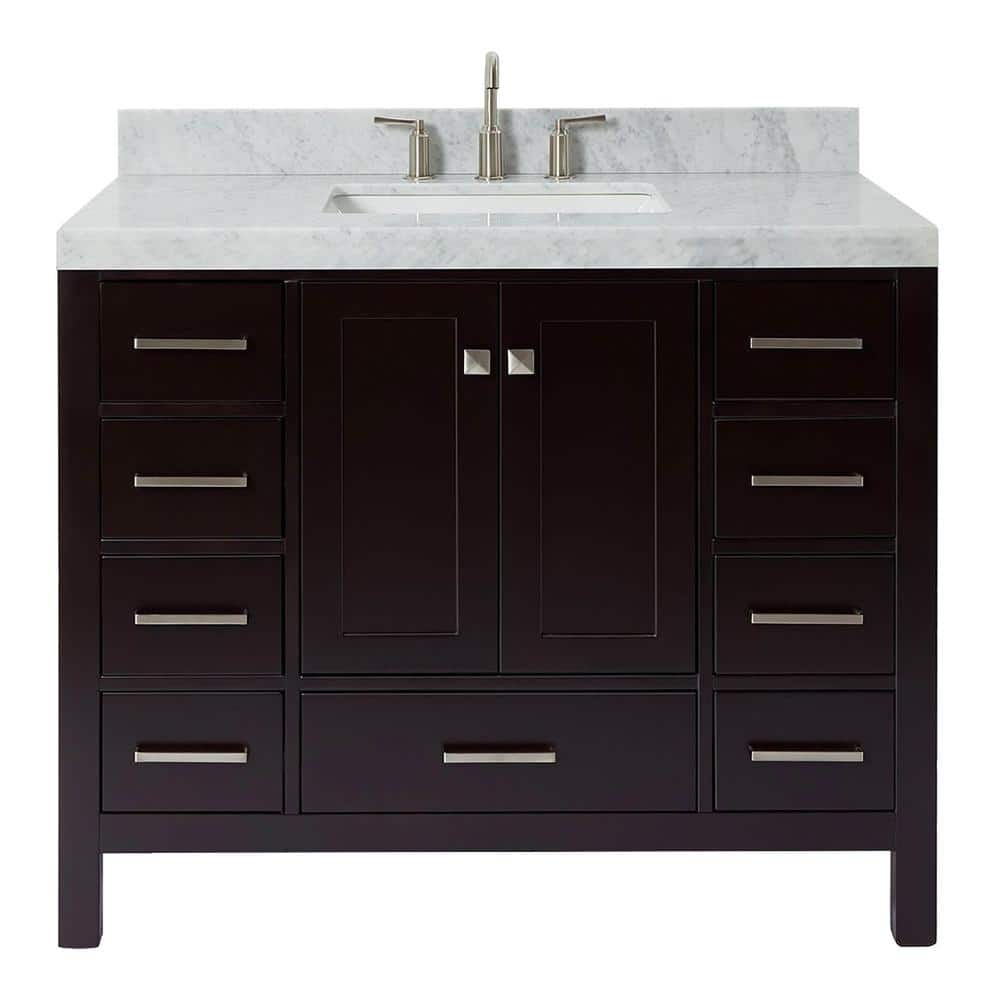 Espresso Wood Single Sink Bathroom Vanity with Carrara Marble Top