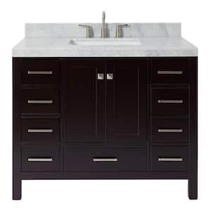 Cambridge 42 in. W x 22 in. D x 36.5 in. H Single Sink Freestanding Bath Vanity in Espresso with Carrara Marble Top