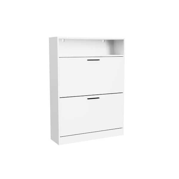 Mondawe White and Brown 2-Drawer 16.5-in File Cabinet