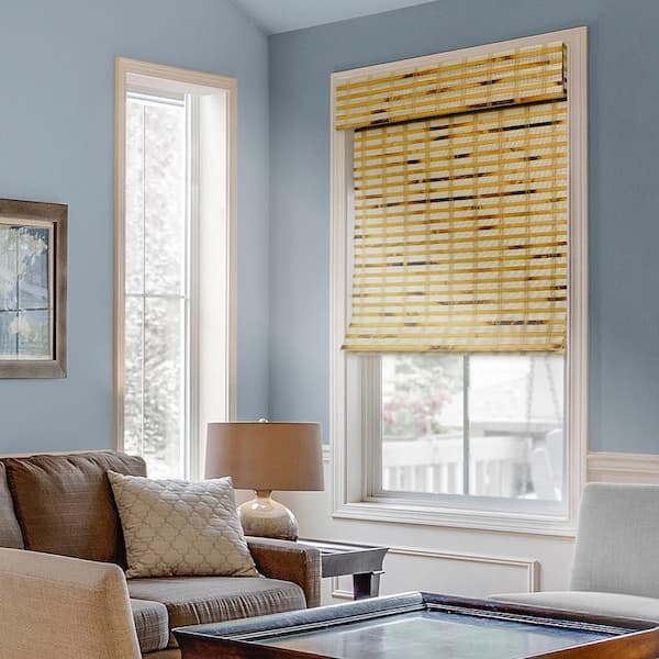 Chicology Cut-to-Size Belmon Natural Cordless Light Filtering Bamboo Roman Shade 42 in. W x 72 in. L