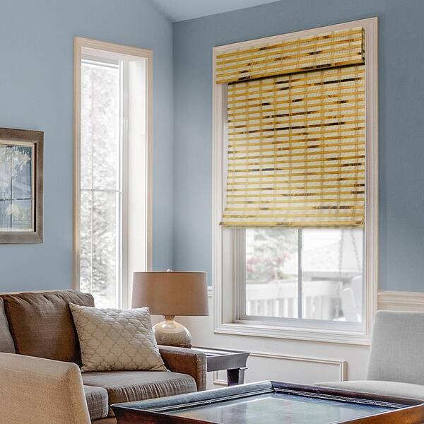Chicology Cut-to-Size Belmon Natural Cordless Light Filtering Bamboo Roman Shade 71.5 in. W x 64 in. L