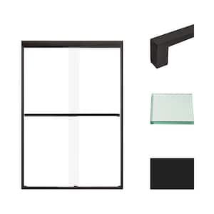 Frederick 47 in. W x 70 in. H Sliding Semi-Frameless Shower Door in Matte Black with Clear Glass