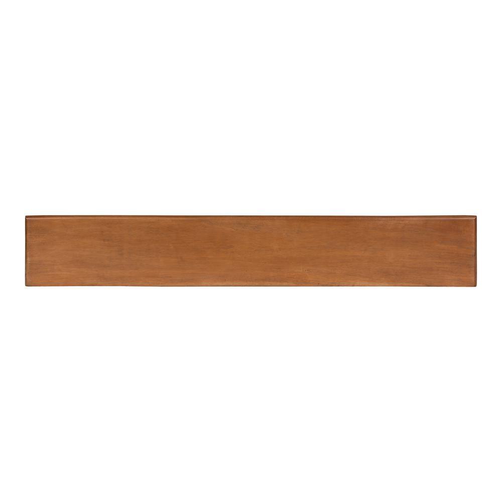 Walnut Brown 36" Floating Wood Shelf with Hooks