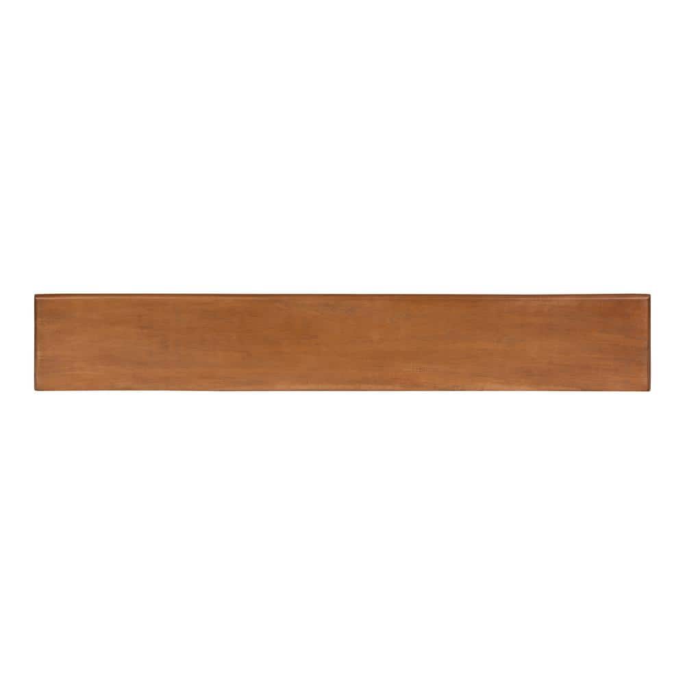 Walnut Brown 36" Floating Wood Shelf with Hooks