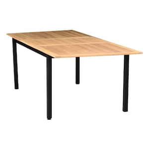 Amazonia Brown and Black Rectangle Wood Outdoor Dining Table with Extension