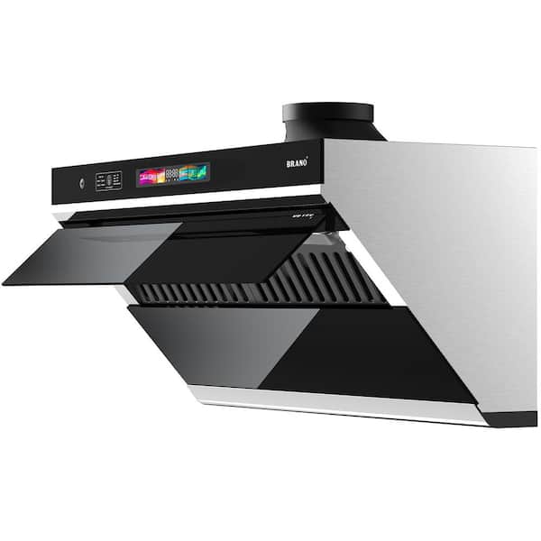 Unbranded 36 in. Under Cabinet Stainless Steel Range Hood 900CFM in Black with Adjustable Lights and Ducted/Ductless Convertible