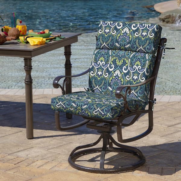 Outdoor High Back Dining Chair Cushion, Damask Dining Chair Seat Covers
