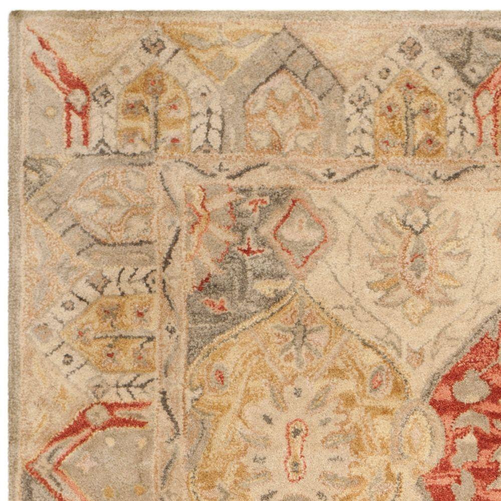 Antiquity Persian Style Red and Nude Wool Area Rug