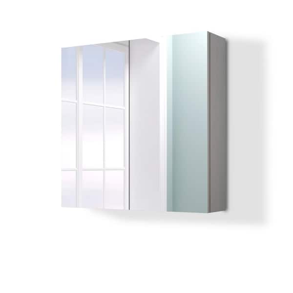 24 in. W x 24 in. H Square Surface Mount Medicine Cabinet with Mirror Gray