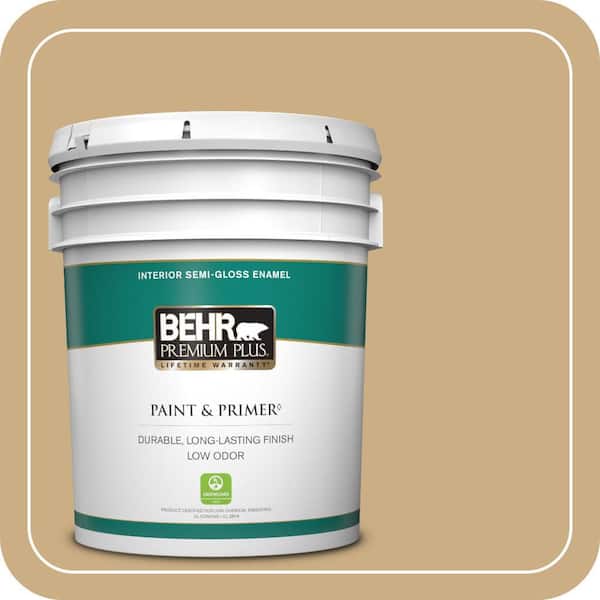 BEHR PREMIUM PLUS 5 gal. #MQ2-13 Harvest Home Semi-Gloss Enamel Low Odor Interior Paint & Primer
