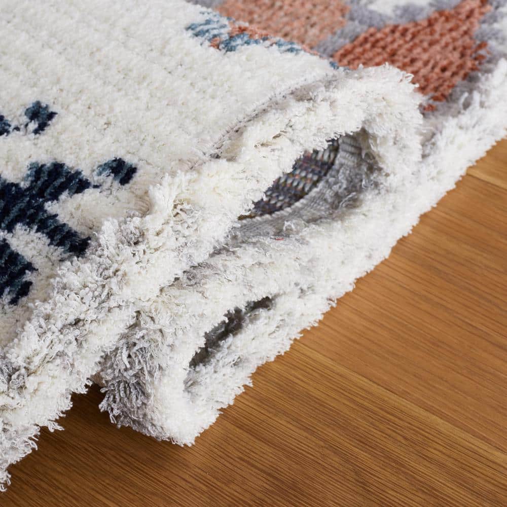 Ivory and Multi Hand-Knotted Square Wool Rug, 6'7"