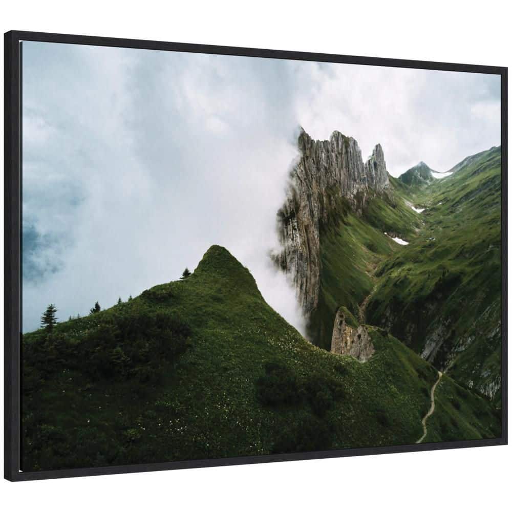 "Sylvie ""Mountain Ridge and Green Meadow on a Cloudy Day"" by Michael Schauer Landscape Framed Art Print 28 in. x 38 in." price history on PriceWatchPro