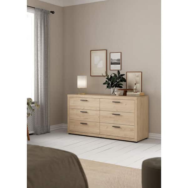 Tvilum Mira Jackson Hickory 6 Drawer W 60.47 in. Double Dresser