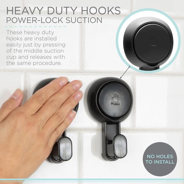 Suction Cup Hooks For Shower, Bathroom, Kitchen, Glass Door, Mirror, Tile  Loofah, Towel, Coat, Bath Robe Hook Holder For Hanging Up To 15 Lbs Waterp