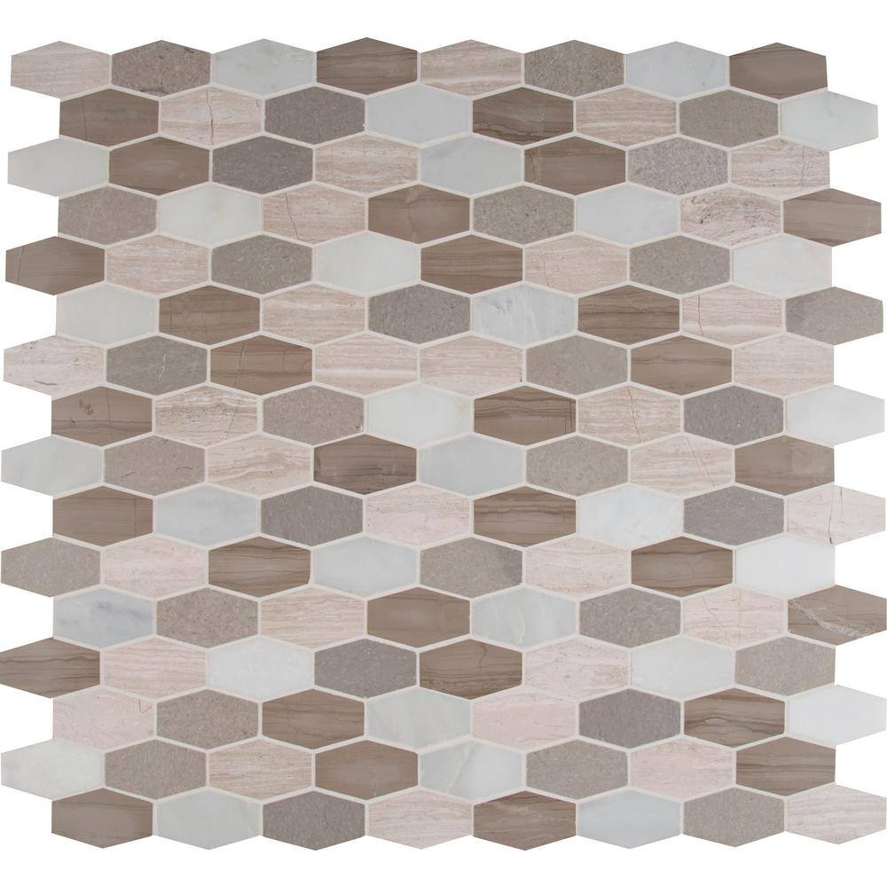 Gray and White Hexagon Marble Mosaic Tile for Indoor and Outdoor