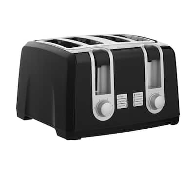 4-Slice Black Extra-Wide Slot Toaster with Browning Control