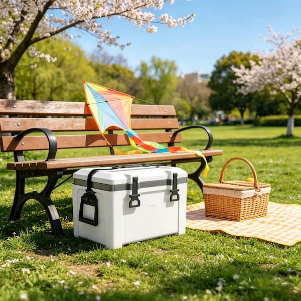 Sudzendf 26 qt. Portable Cooler in White wirh Handles Strap, 38