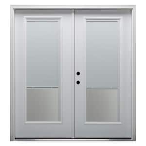 72 in. x 80 in. Internal Blinds Right-Hand Inswing Full Lite Clear Low-E Primed Fiberglass Smooth Prehung Front Door