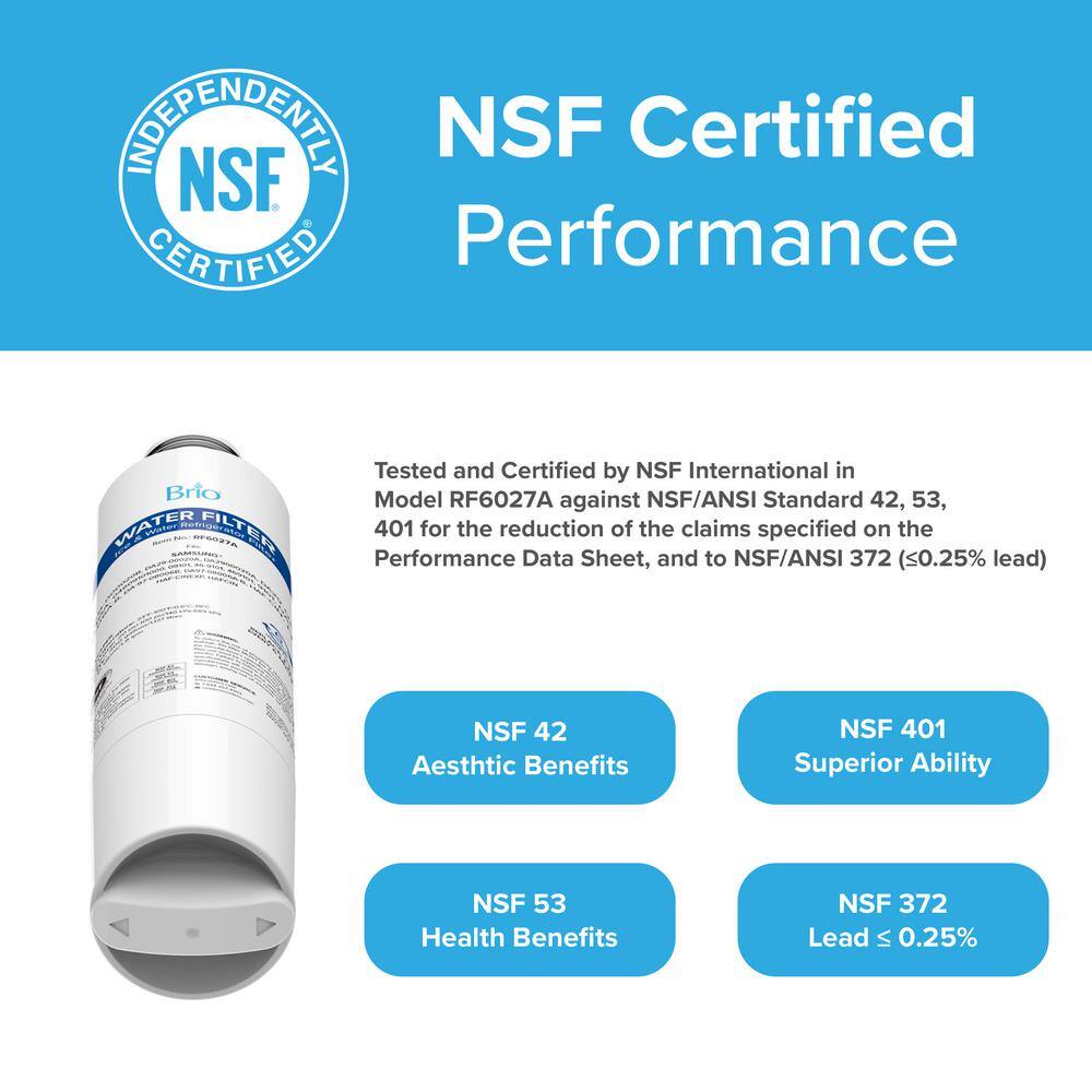 Brio 7-Inch Replacement Refrigerator Water Filter, 3-Pack