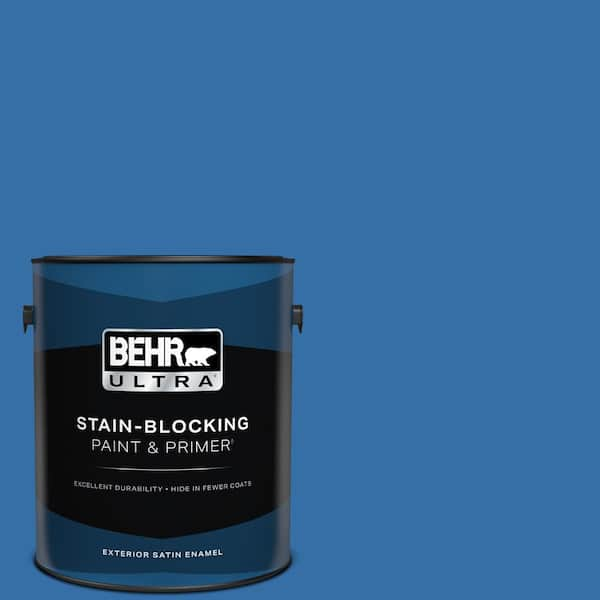 BEHR ULTRA 1 gal. #P520-6 Mega Blue Satin Enamel Exterior Paint & Primer