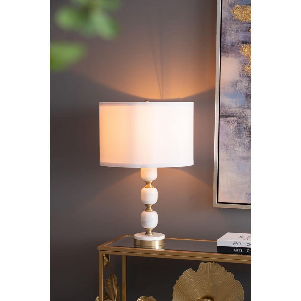 26.5 in. White Modern Integrated LED Table Lamp for Living Room, Bedroom & Office with White Metal Shade price history on PriceWatchPro