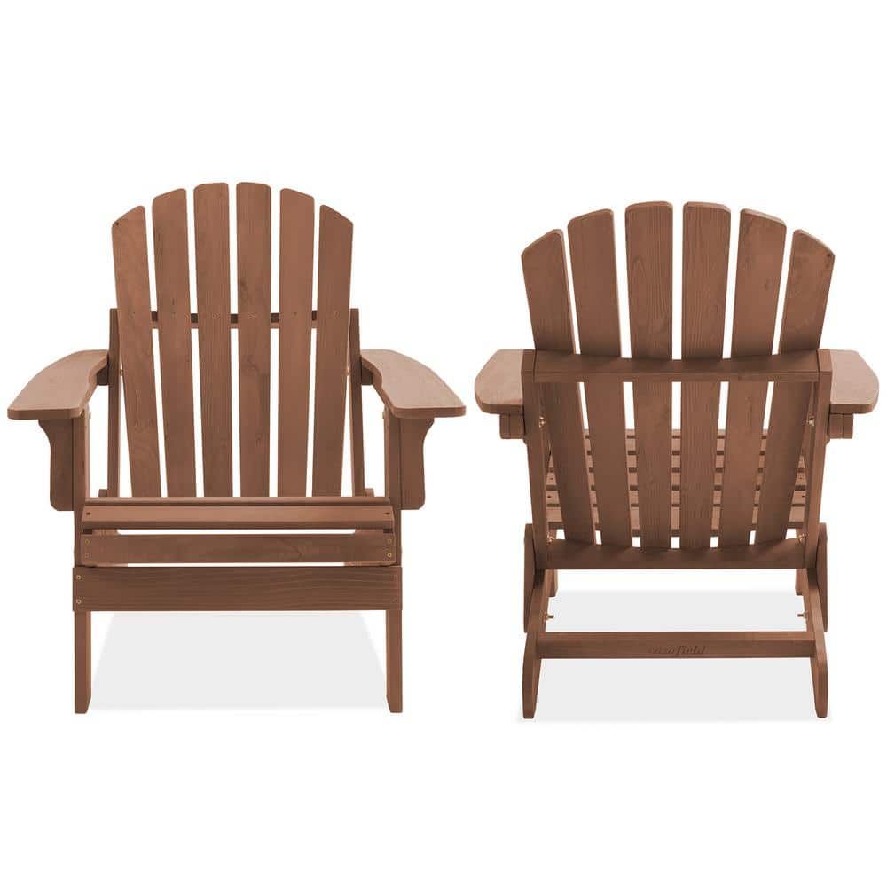 Espresso Brown Solid Wood Folding Adirondack Chair with Arms