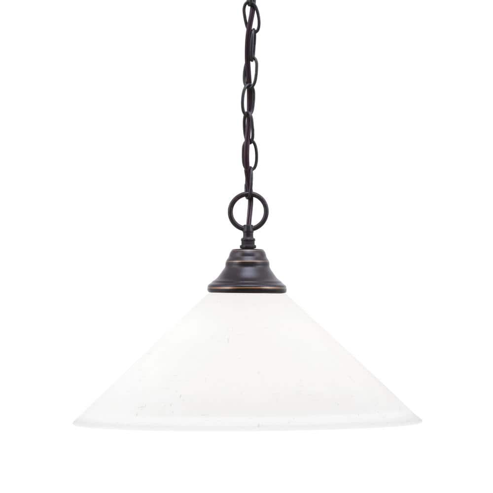 Kingston 100-Watt 1 Light Dark Granite Shaded Pendant Light with 16 in. Whi
