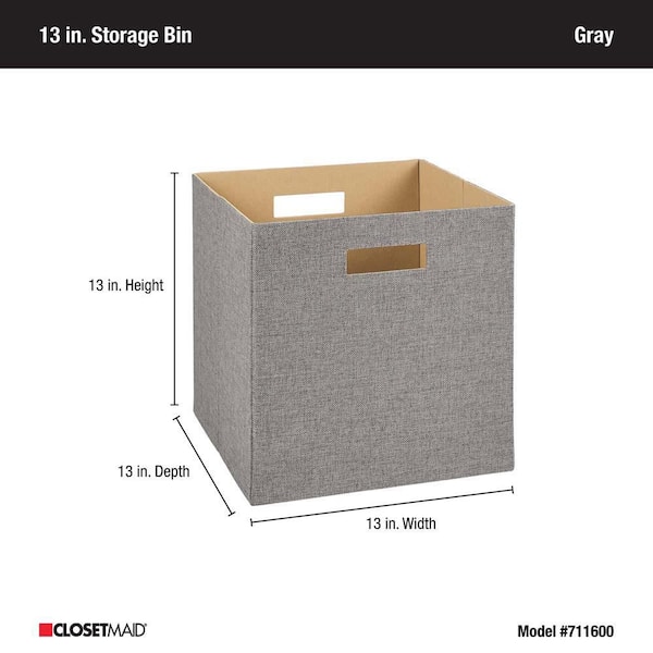 Ornavo Home 13 x 13 x 13, Gray Cube Storage Bin 6 Pack 6PK-BIN-13-13-GRAY -  The Home Depot