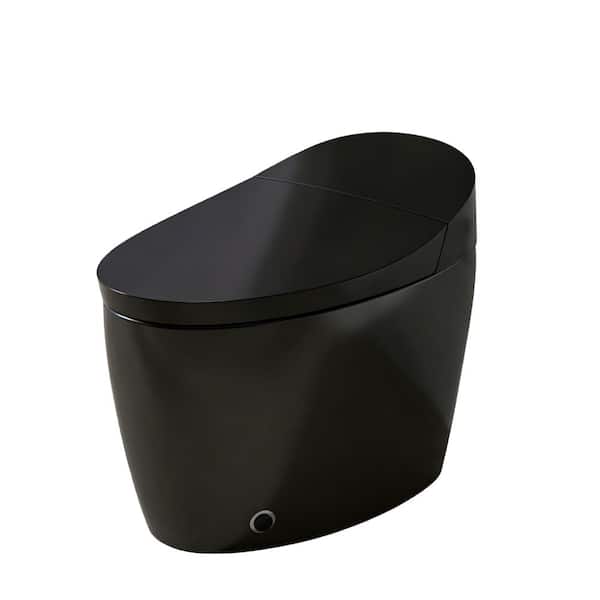 1-piece 1.28 GPF Single Flush ADA Smart Toilet in Black, Heated Seat, Foot Kick,Warm Water & Dryer, Night Light