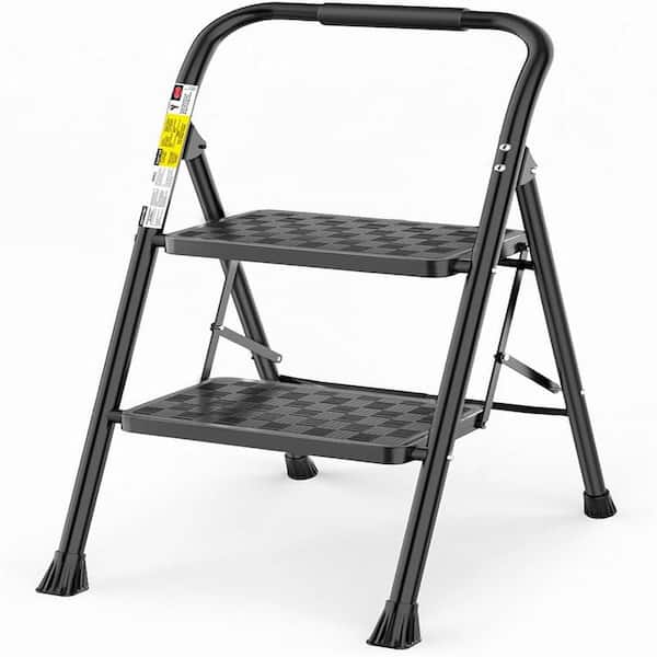 2 Step Ladder, Step Stool for Adults, 2 Step Ladder Folding Step Stool with Wide Pedal Ergonomic Design