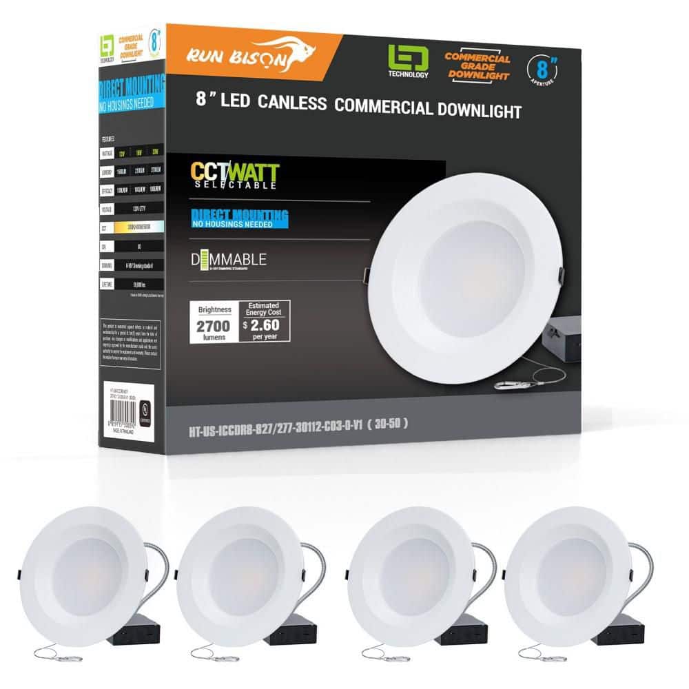 4-Pack 8 in. IC Rated Emergency Integrated LED Recessed Light Trim with 90 Min Battery Backup New Construction/Remodel