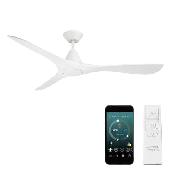Carve 60 in. Smart Indoor/Outdoor Matte White Standard Ceiling Fan and Remote