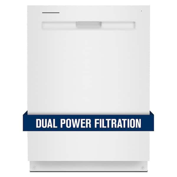 Maytag 24 in. White Top Control Built-in Tall Tub Dishwasher with Dual Power Filtration, 47 dBA