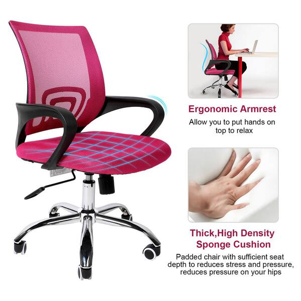 VECELO Home Office Chair with Flip-up Arms and Adjustable Height for  Task/Desk Work, Pink