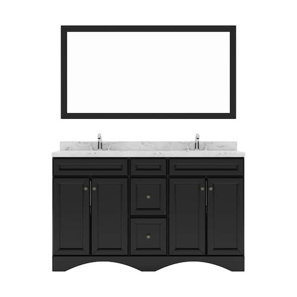 Virtu USA Talisa 60 in. W x 22 in. D x 37 in. H Double Sink Bath Vanity in Espresso with Quartz Top and Mirror