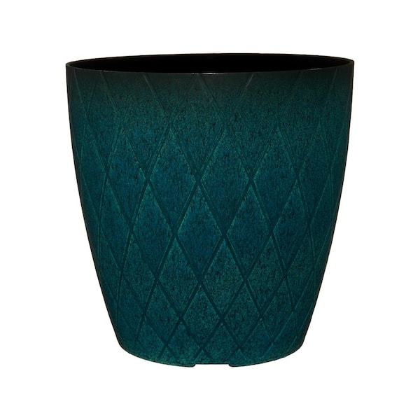 CHG CLASSIC HOME & GARDEN Mandy 12 in. Teal Speckle Resin Planter