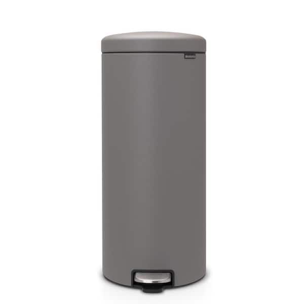 NewIcon 8 Gal. (30 l) Mineral Concrete Gray Step On Trash Can