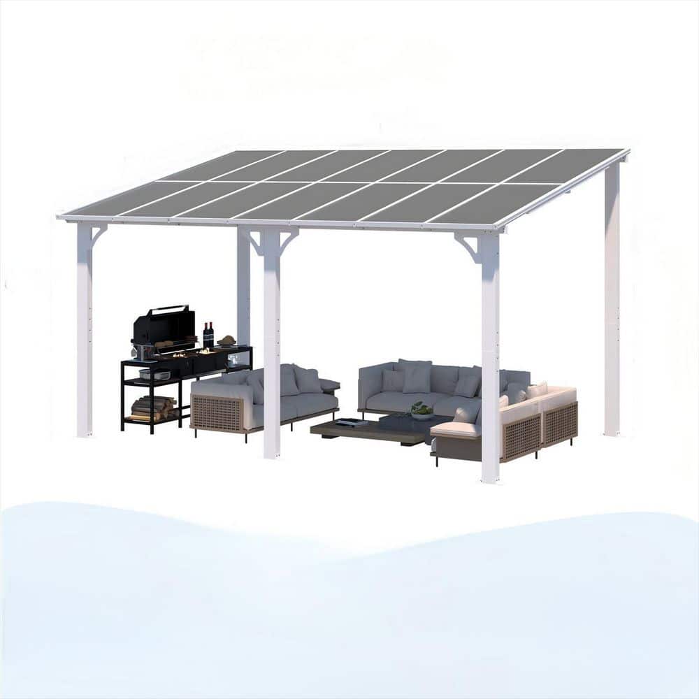 14 ft. x 8 ft. White Aluminum Sloped Hardtop Pergola with UV-Blocking Polycarbonate Patio Cover for Outdoor Living price history on PriceWatchPro