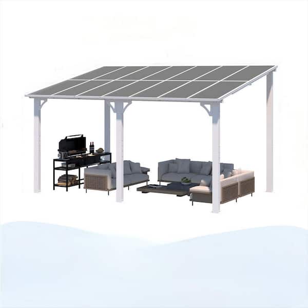 Clihome 14 ft. x 8 ft. White Aluminum Sloped Hardtop Pergola with UV-Blocking Polycarbonate Patio Cover for Outdoor Living