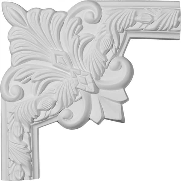 3/4 in. x 10 in. x 10 in. Urethane Milton Running Leaf II Panel Moulding Corner (Matches Moulding PML02X00MI)