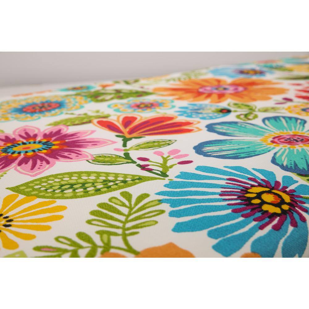 Bright Floral Tufted Outdoor Loveseat Cushion in Multicolor Polyester