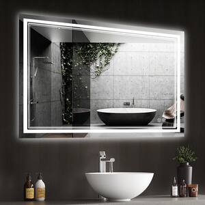 48 in. W x 30 in. H Large Rectangular Frameless Wall Mount LED Dimmable Bathroom Vanity Mirror Shatterproof Anti-fog