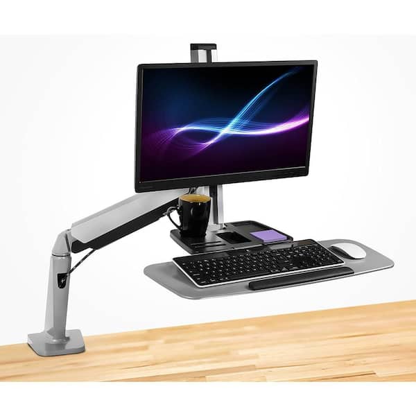 mount-it! 26 in. Silver Workstation for Monitor, Keyboard, Height