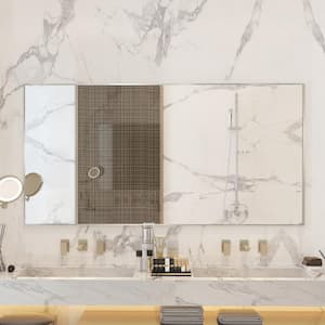 72 in. W x 36 in. H Rectangle Aluminum Alloy Framed Wall Mounted Bathroom Vanity Accent Mirror in Brushed Nickel
