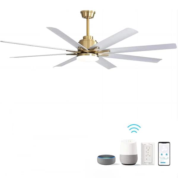 66 in. Smart Indoor Gold 8 Durable ABS Fan Blades Integrated LED Ceiling Fan with Voice/APP/Wall Switch/Remote Control