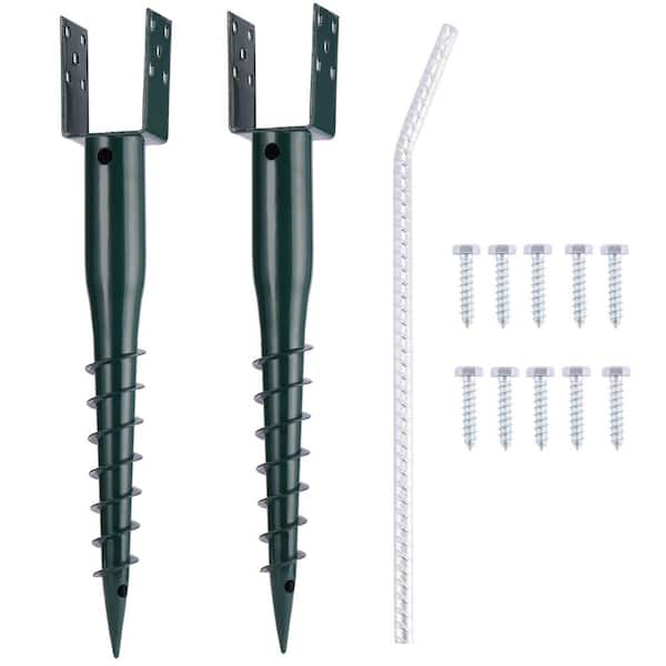 No Dig Ground Screw Anchor Spike-27 inch U Shaped Post Stake for Mailbox and Fence, Includes Lag Bolts & Rebar