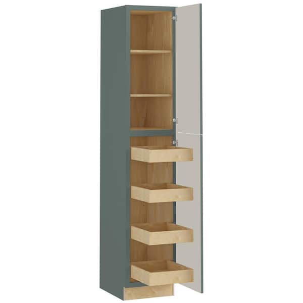 Washington 18 in. W x 24 in. D x 90 in. H Assembled Plywood Utility Kitchen Cabinet in Green with Soft Close Doors RH